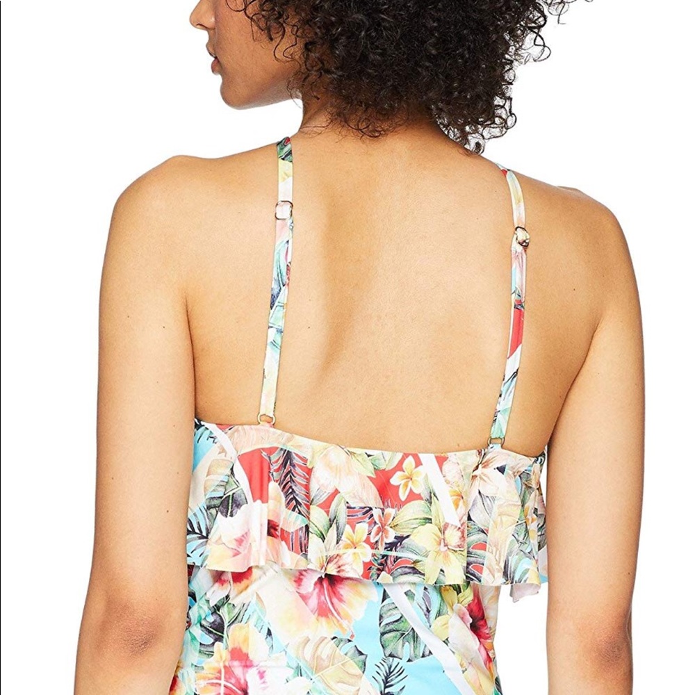 Women's Vintage Tropical Ruffle Tankini Swimsuit - Picture 3 of 8